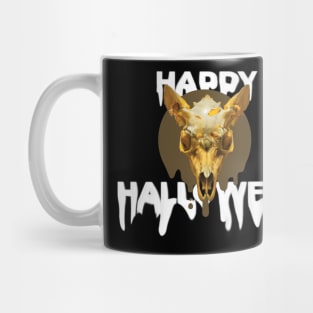 gold skull happy halloween artwork Mug